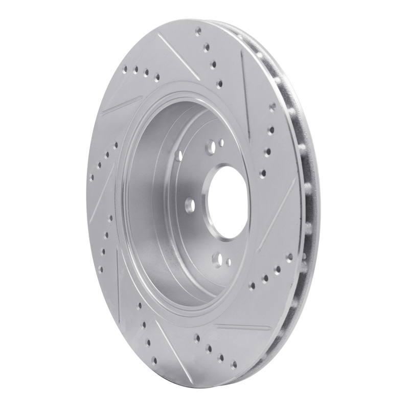 Genesis G70 Brake Rotor (1) - Rear Left - R1 Concepts - Drilled & Slotted - Silver - `18-`25